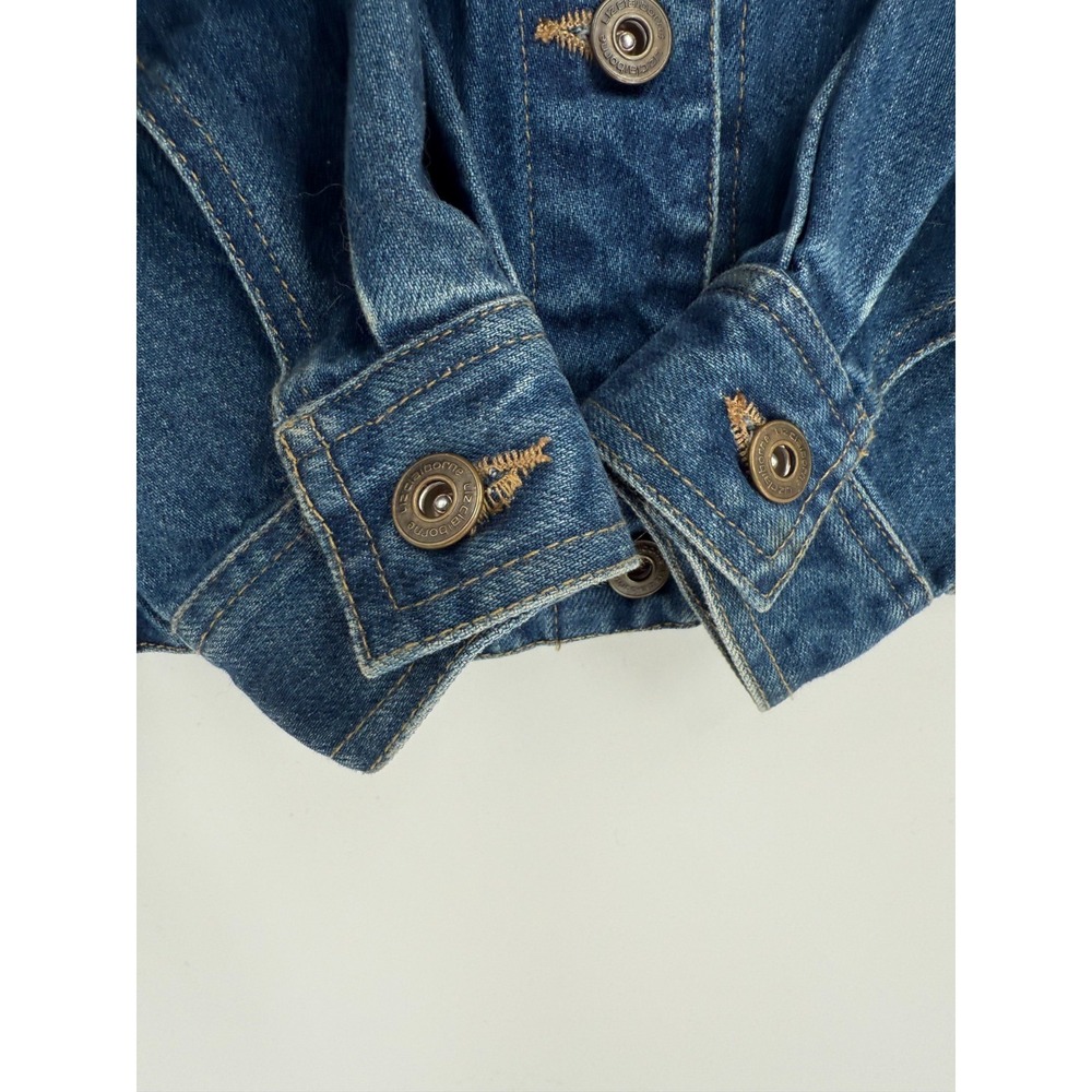 VintageLiz Claiborne Womens Embroidered Dark Denim Jacket Size Medium Cottage - Picture 5 of 10